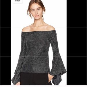 BCBG Metallic Off Shoulder Top